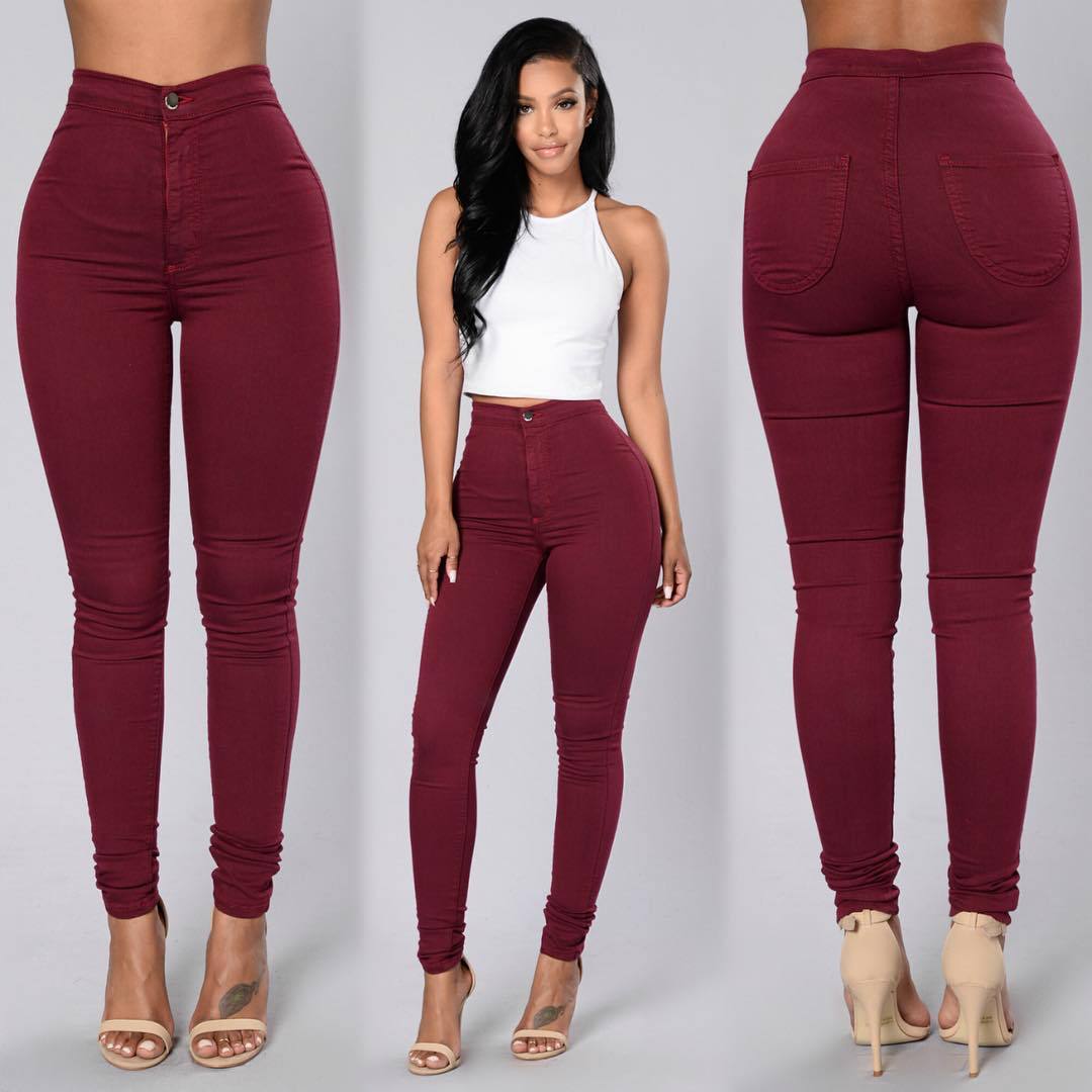 explosion Leggings thin waist stretch pencil pants tight candy colored jeans
