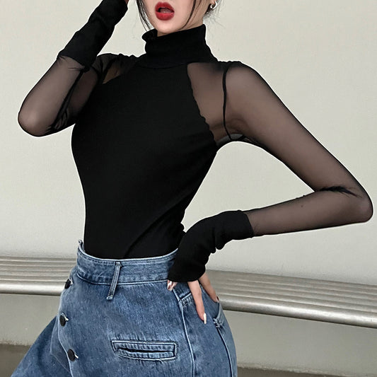Solid Color Slimming High Collar Bottoming Jumpsuit